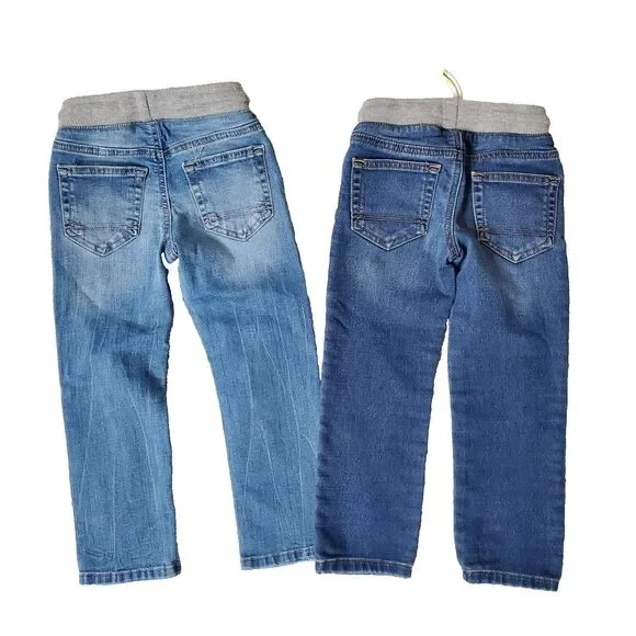 Cat & Jack Boys Straight Fit Denim Blue Jeans Elastic Waist Stretch Toddler 4T - Picture 3 of 7